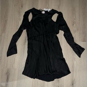Topshop Black Seamed Long Sleeve Mini Dress Size 14